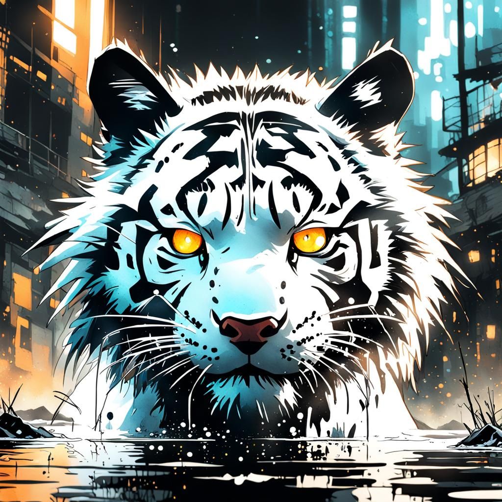 Anime Portrait with Glowing Eyes in Watercolor Style