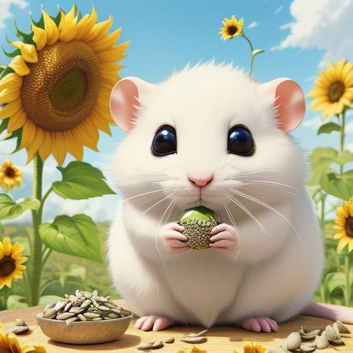 Chubby White Rat in Whimsical Floral Wonderland