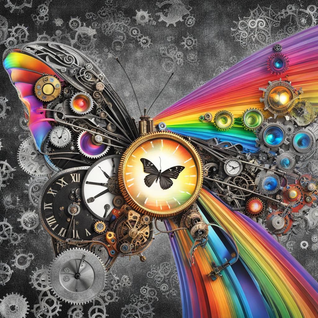 Steampunk Butterfly in Surreal Rayograph Style