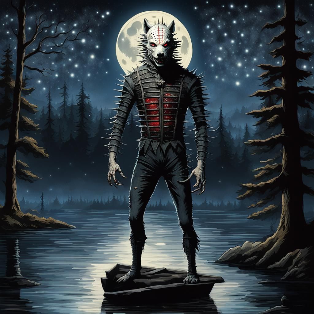 Pinhead Werewolf Transformation in Dark Fantasy Art