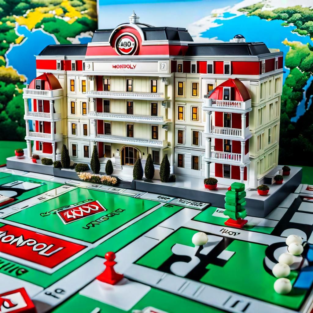 Monopoly Board Game Scene with Vienna Hotel 4000