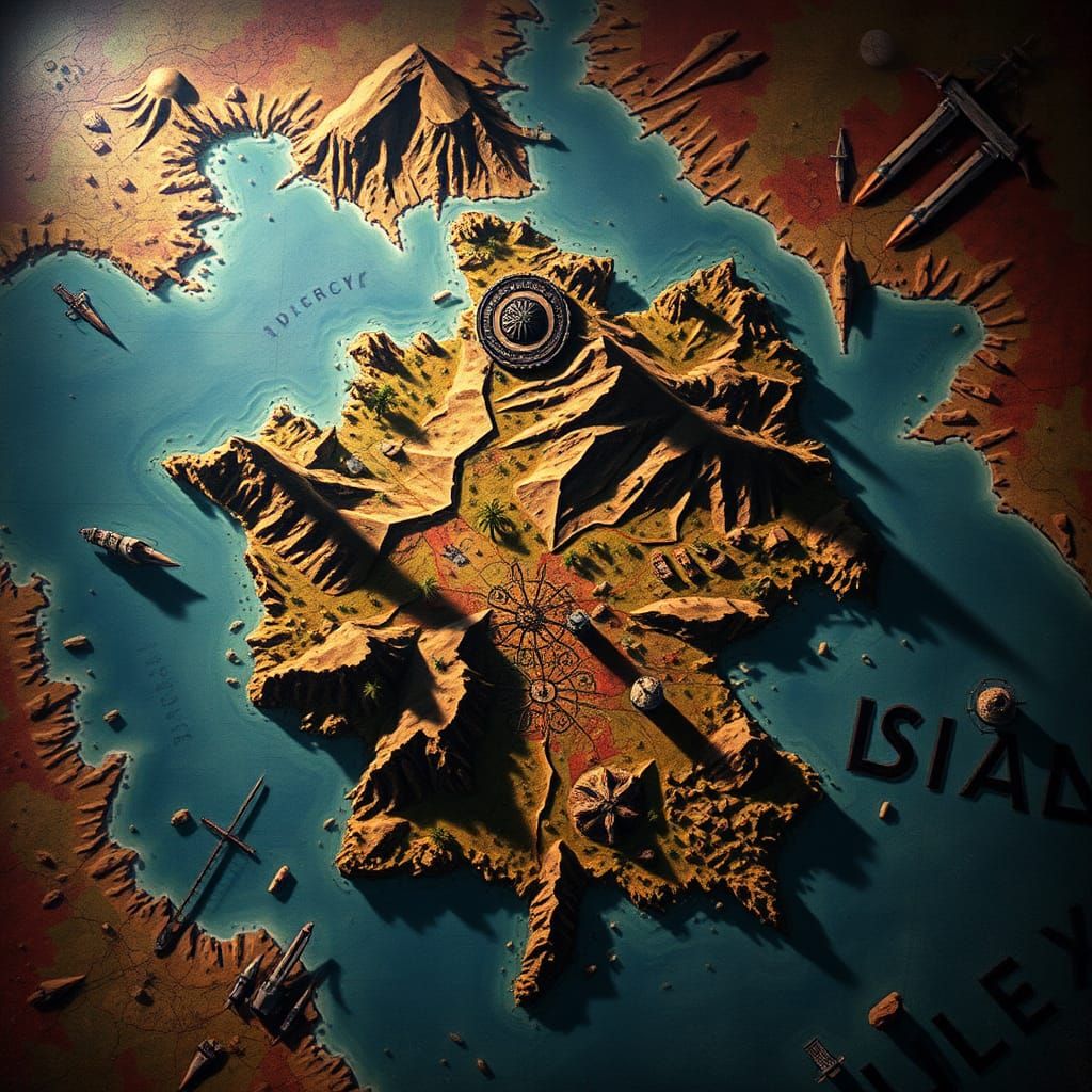 Dougherty Island on German Map in Splash Art Style