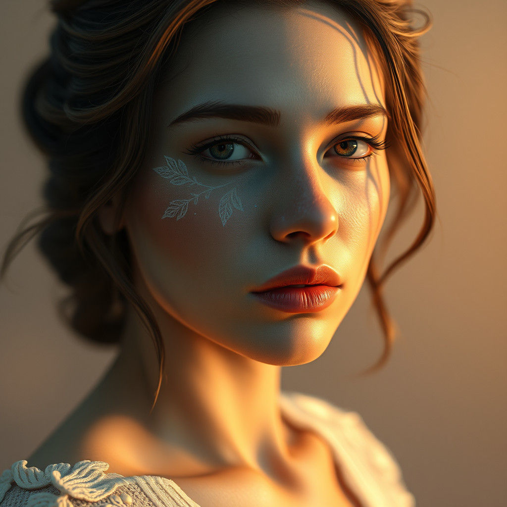 Ethereal Woman in Dreamy Light: 3D Render