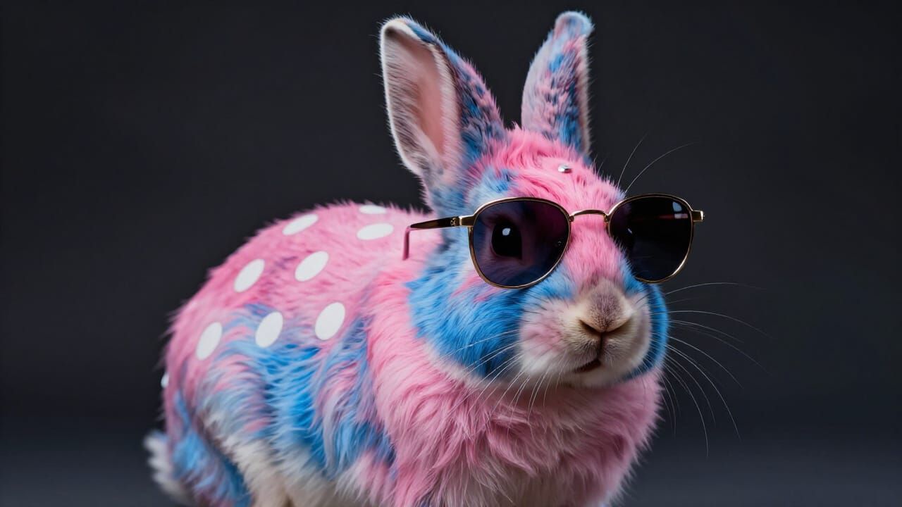 Punk Rabbit with Pink and Blue Hair and Sunglasses