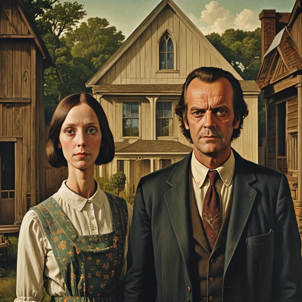 Shelley Duvall and Jack Nicholson in American Gothic Style