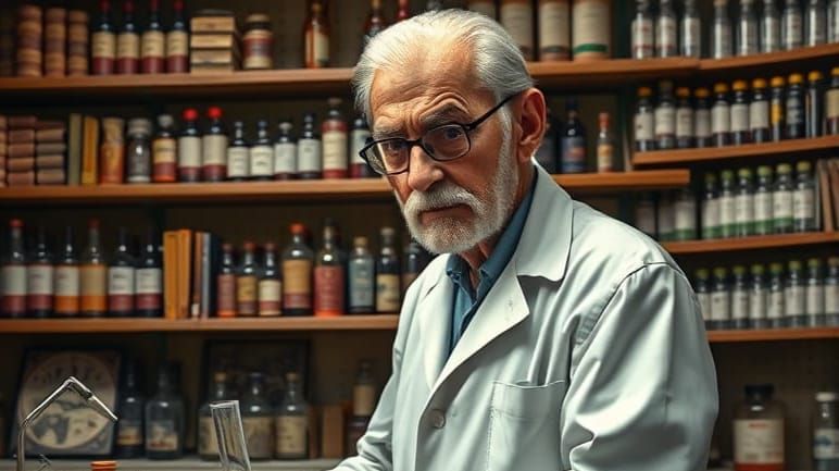 Veteran Pharmacist at Work in a Cozy Pharmacy