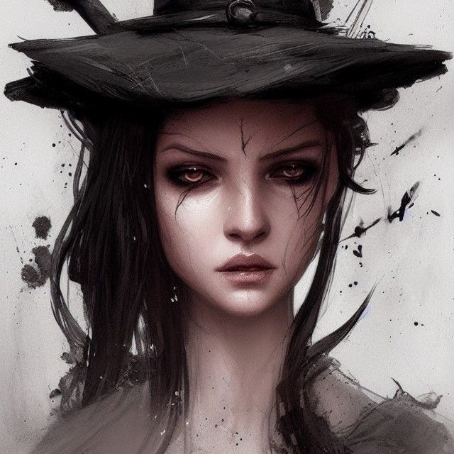 Elegant Witch Portrait in Comic Style