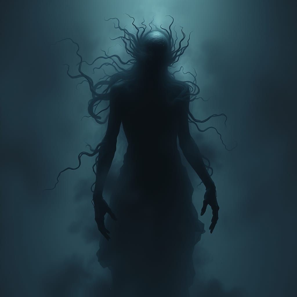 Ethereal Shadow Being Emerges from the Mist