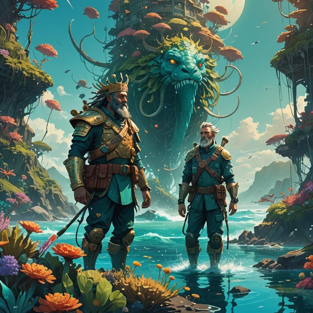 Majestic Jalpari and King in Aquatic Fantasy
