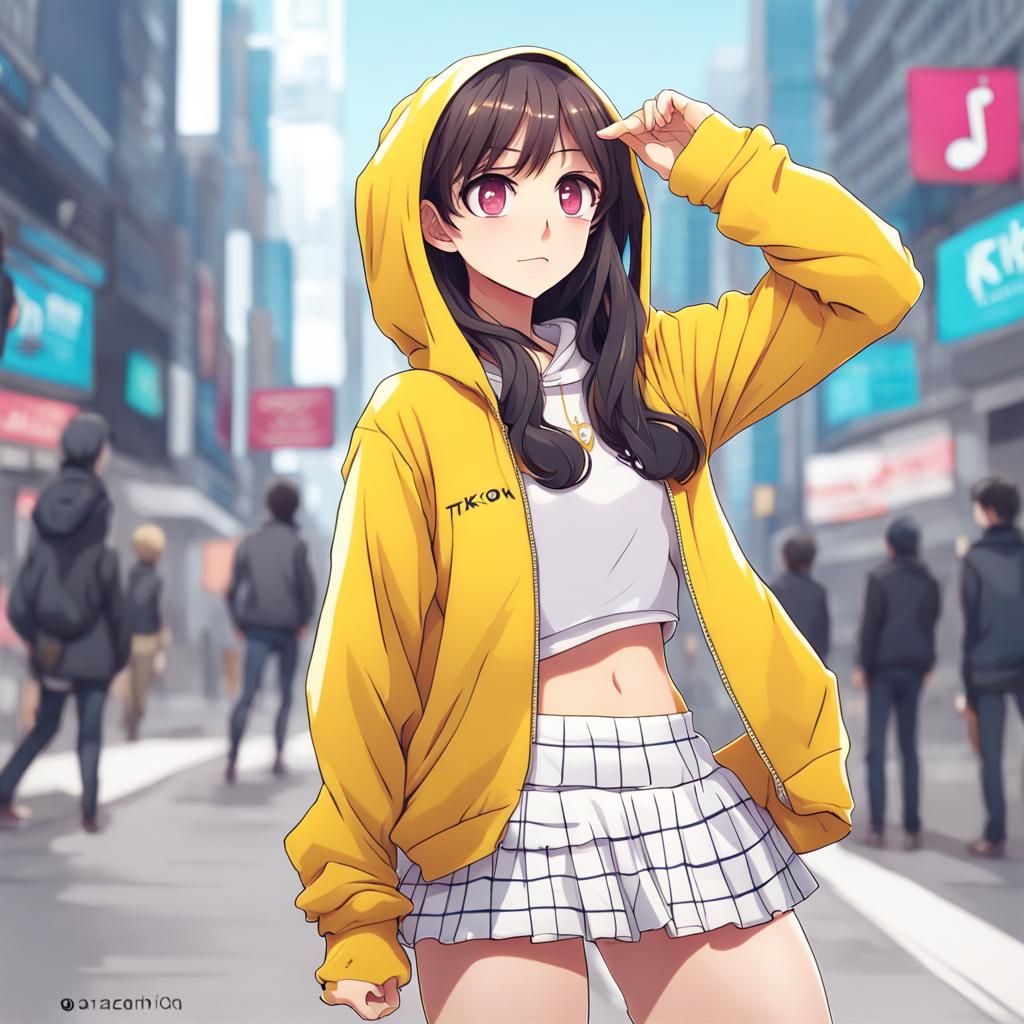 Pakistani Girl Filming TikTok in Anime Style