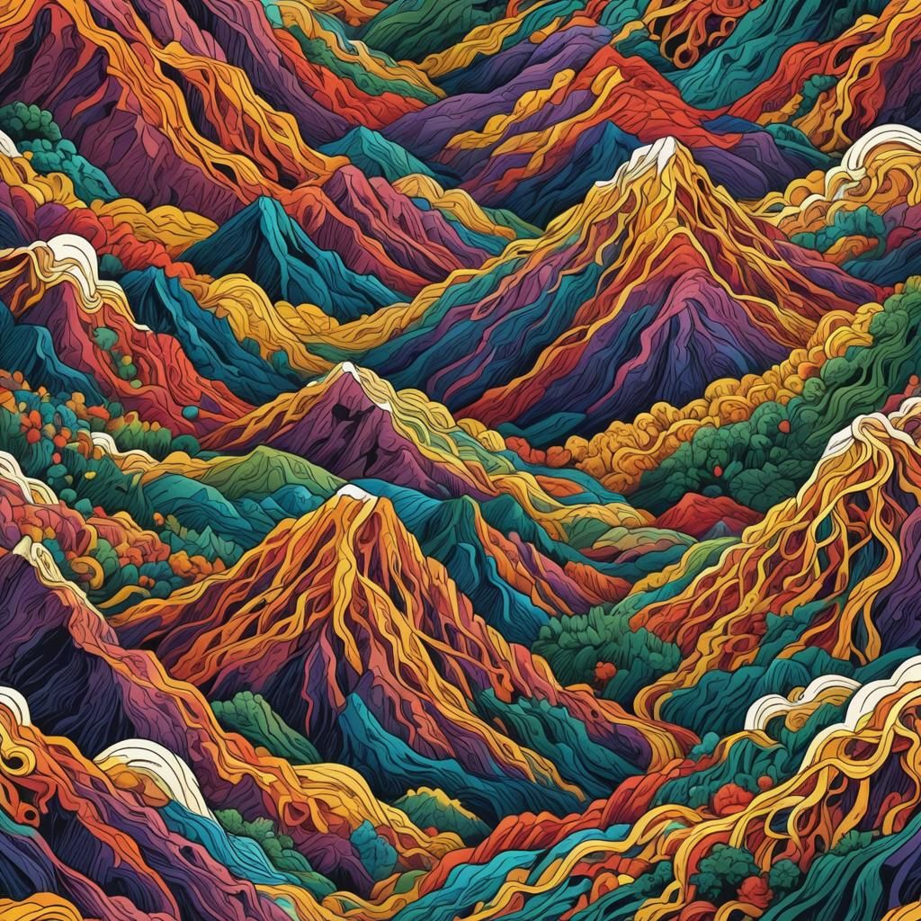 Pasta Mountain in Comic Book Style