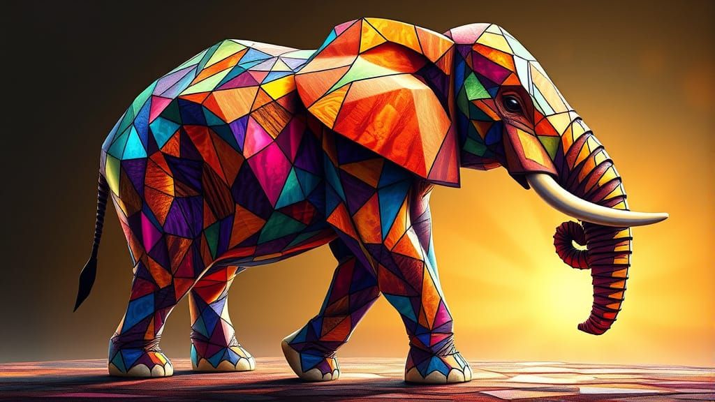 Surreal Elephant in Vibrant Art Deco Style