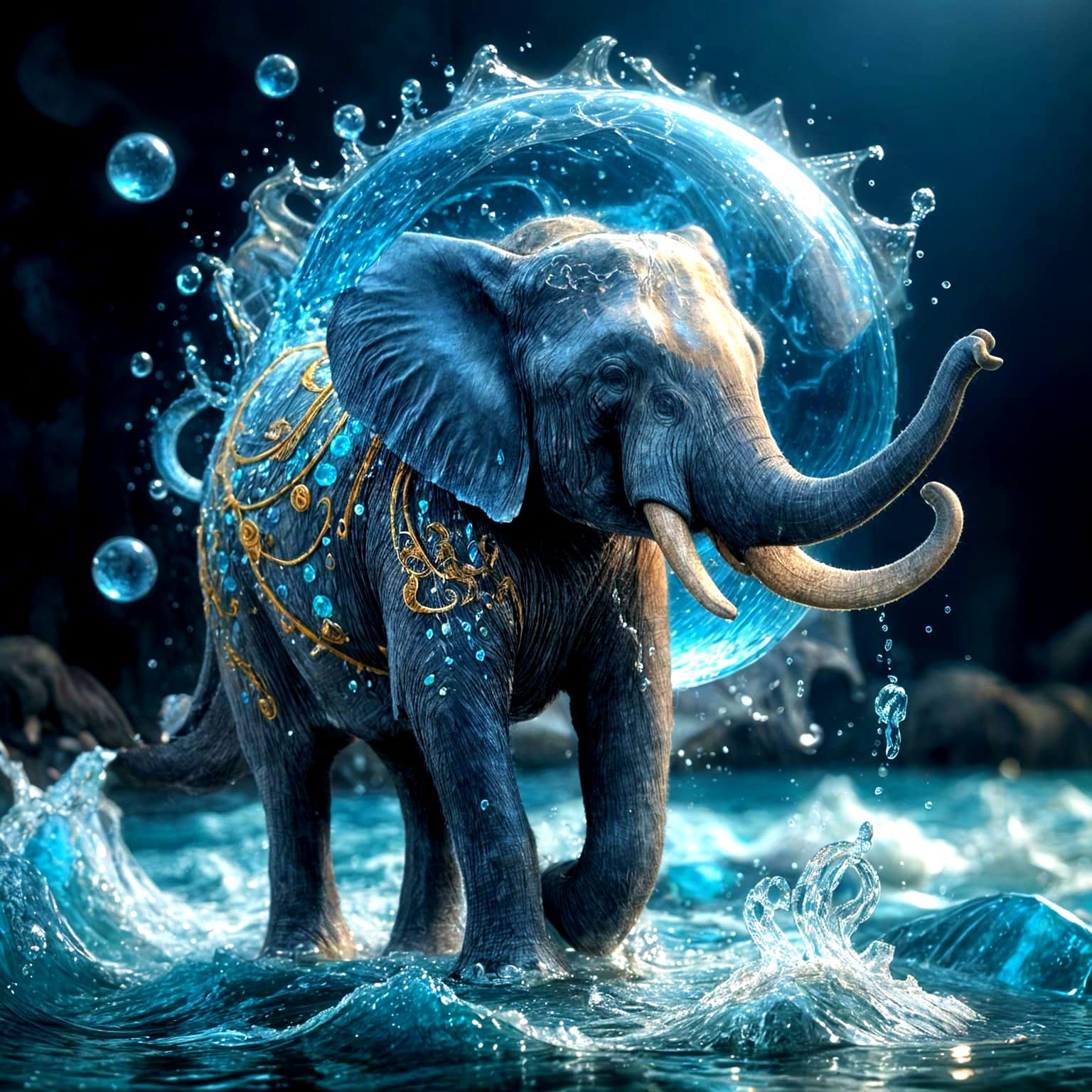 Ethereal Water Form Emerging from Ocean Waves in a Fantastic...