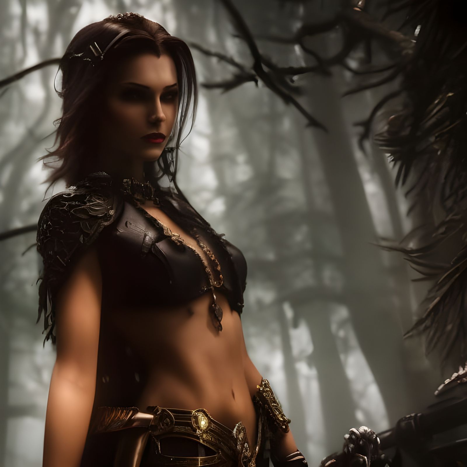 Gothic Vampire Woman in Hyperrealistic Style