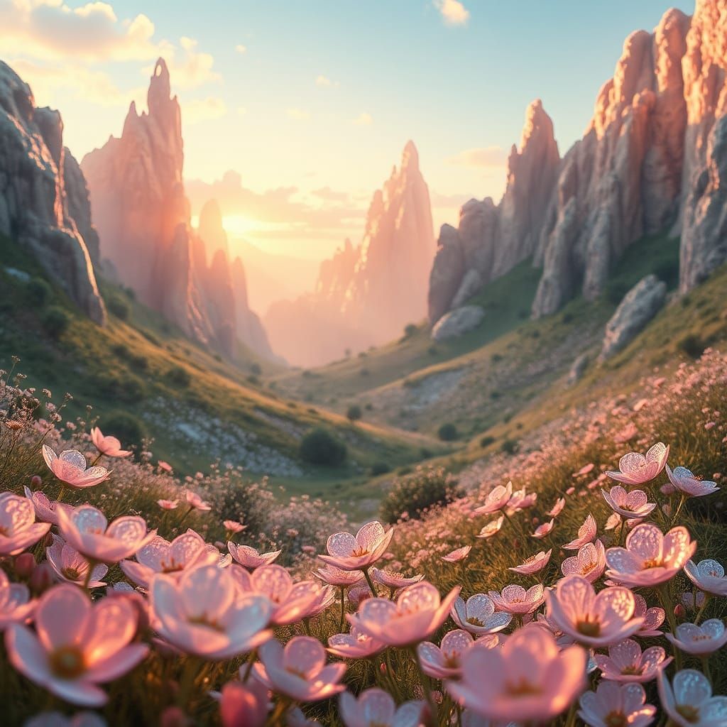 Enchanted Glitter Valley: A Dreamlike Landscape