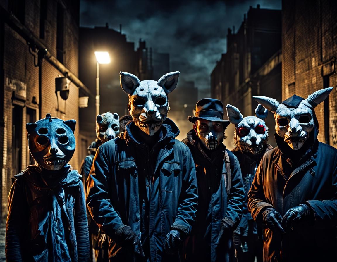 Grotesque Animal Masks in Post-Apocalyptic Street