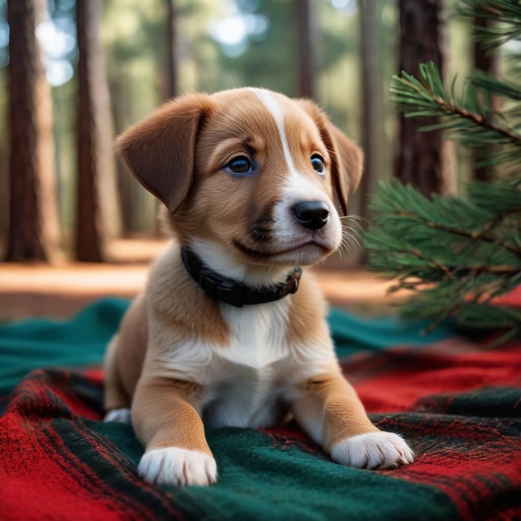 Puppy Portrait in Pine Forest: Professional Photography