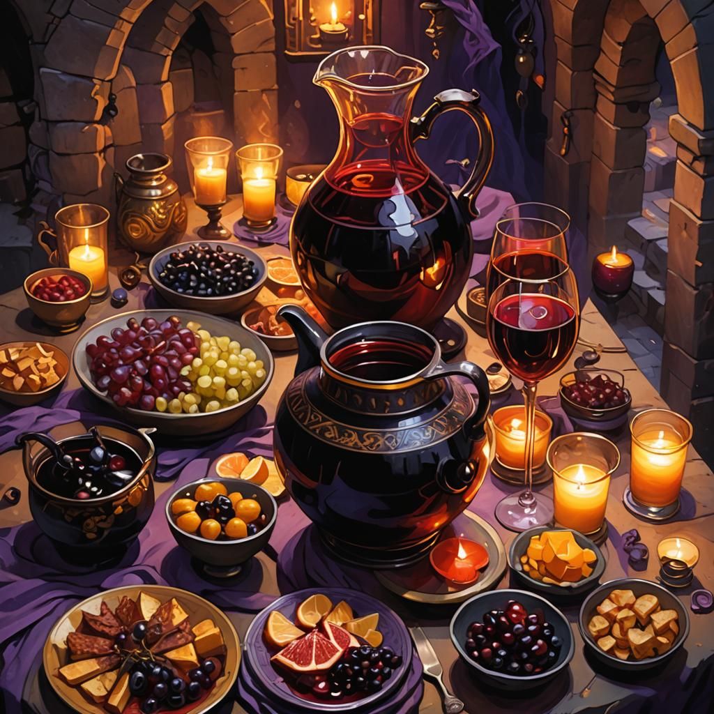 Sangria and Tapas in Dark Fantasy Style