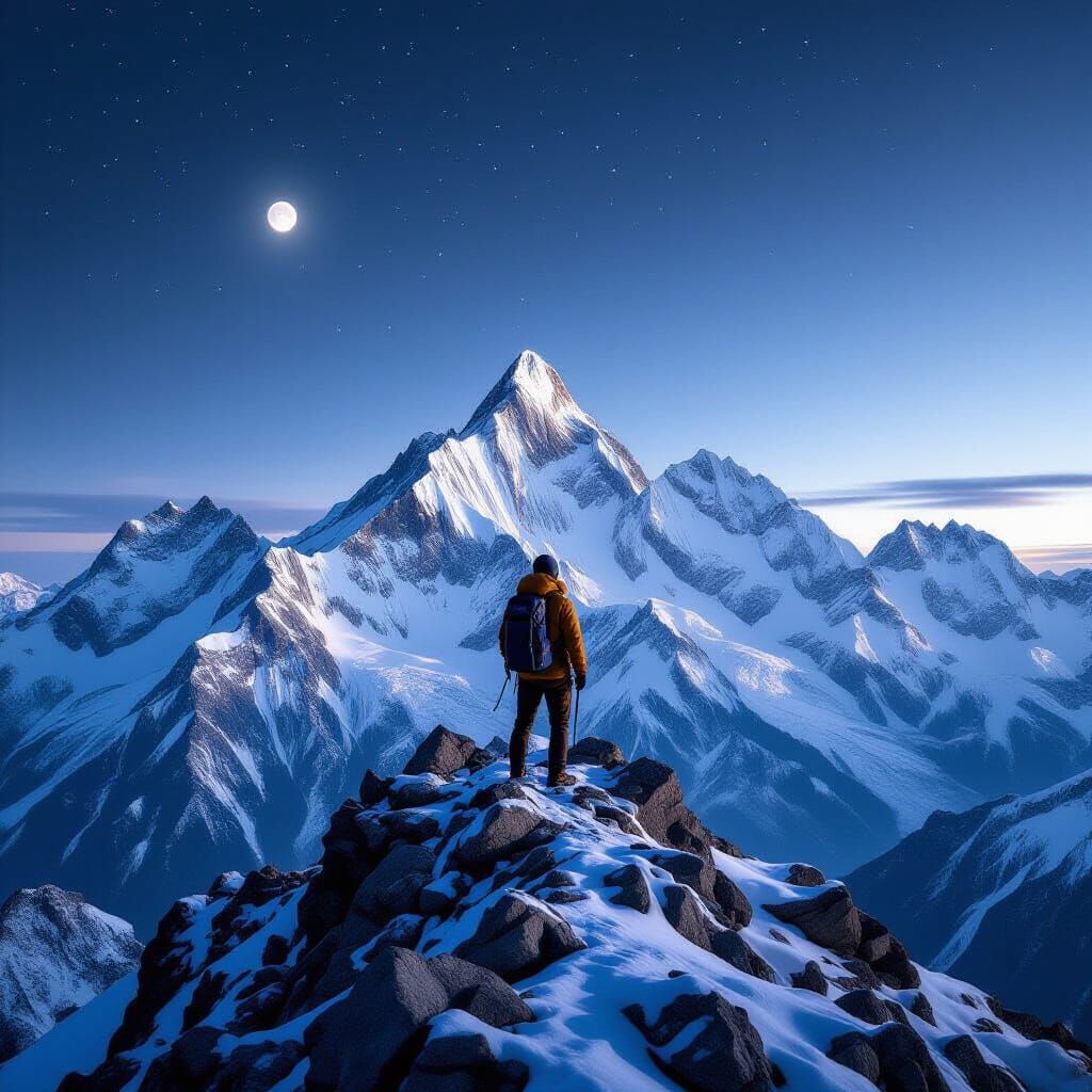 Mountaineer Summit View in Black and White