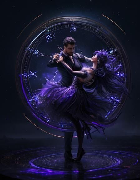 Couple Dancing in a Bottle with Starry Night