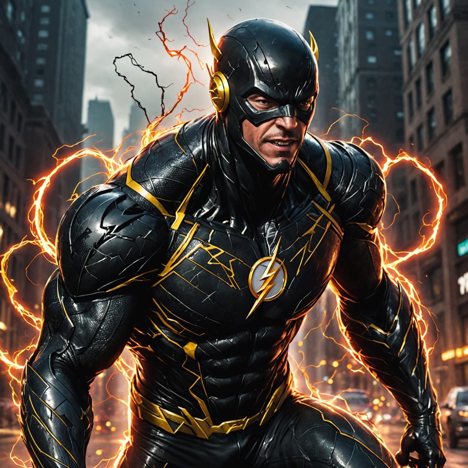 The Flash Symbiote Suit in Dark Sci-Fi Style