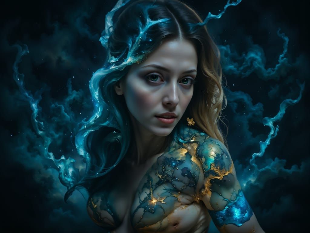 Surreal Woman's Face in Mist, Dreamlike Anxiety