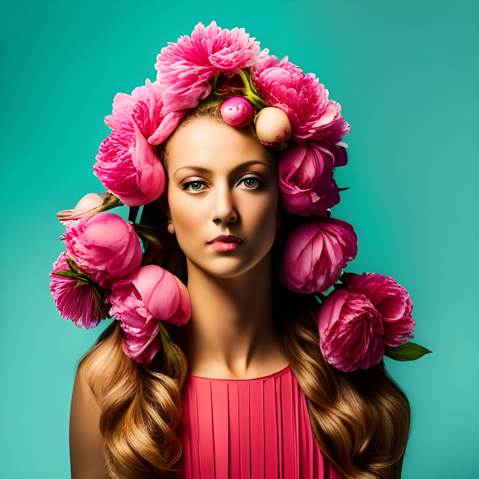 Shakira Marble Bust with Pink Peonies