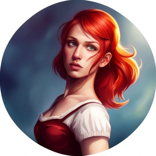 Red Haired Girl Portrait in Hyperdetailed Digital Art