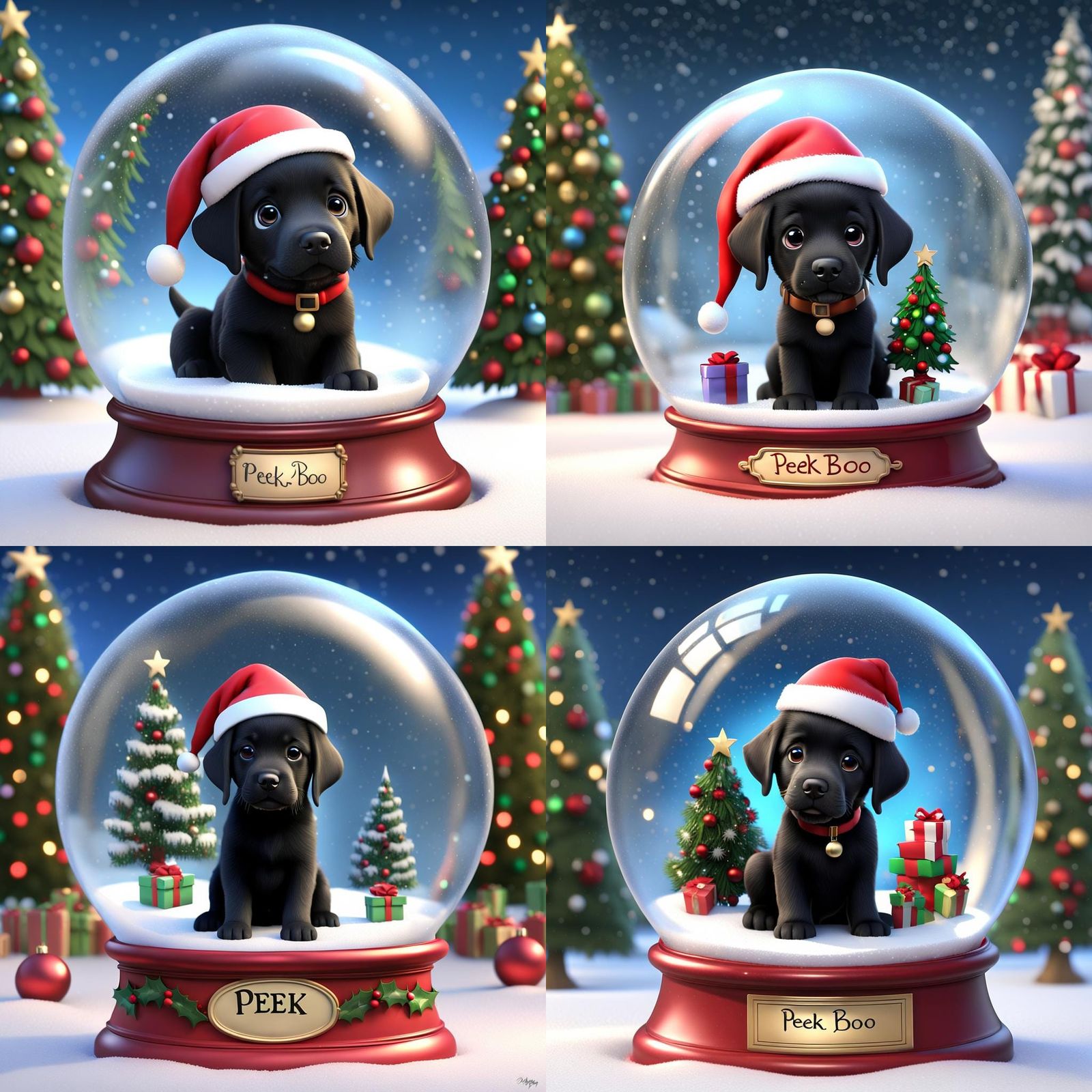 Labrador Puppy in Christmas Snow Globe: Pixar Style