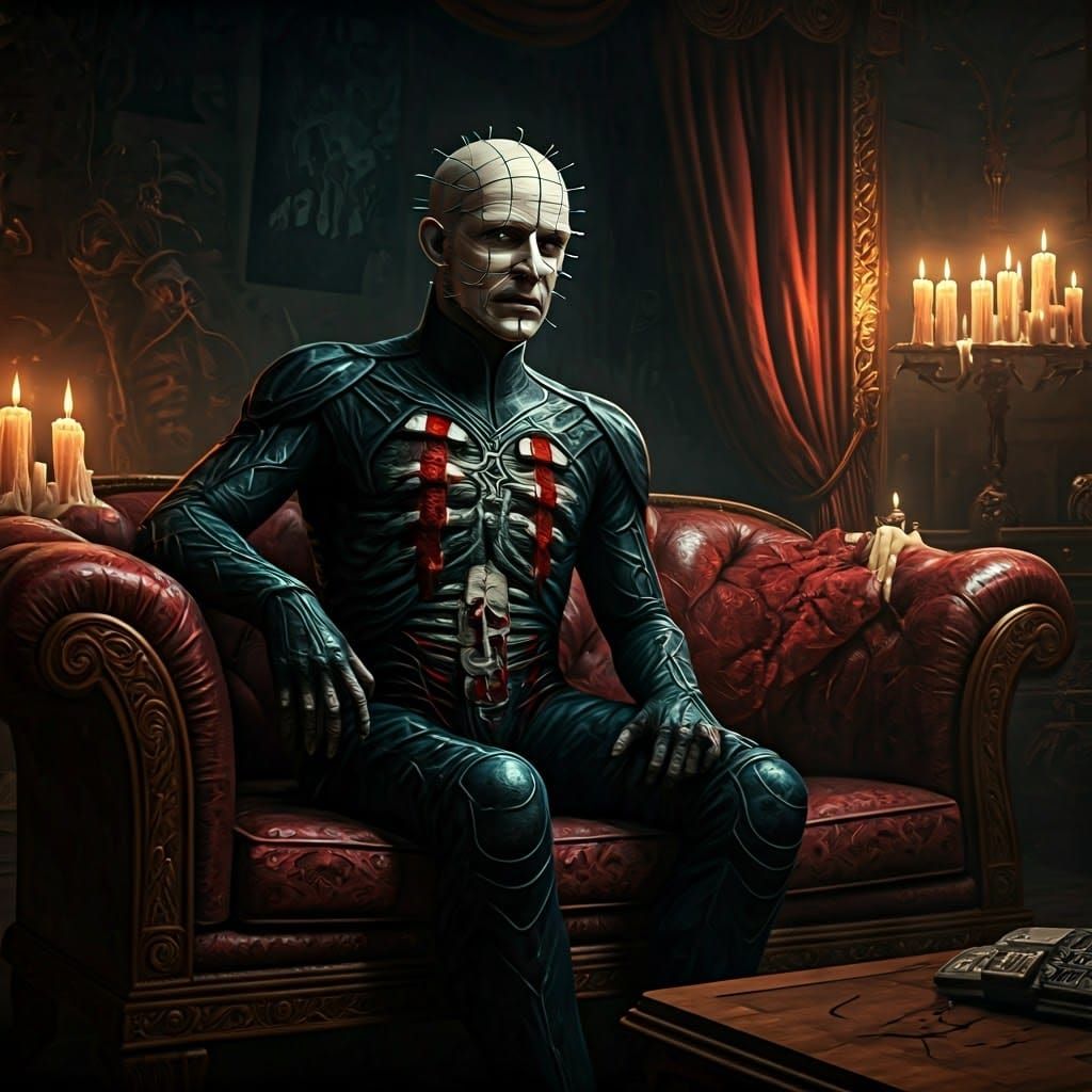 Pinhead Watches TV: A Dark Fantasy Matte Painting