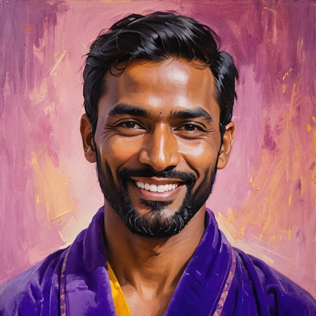Smiling Man in Velvet Robe: An Impressionist Portrait
