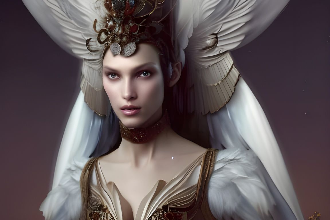 Futuristic Angelic Model in Alta Moda Style