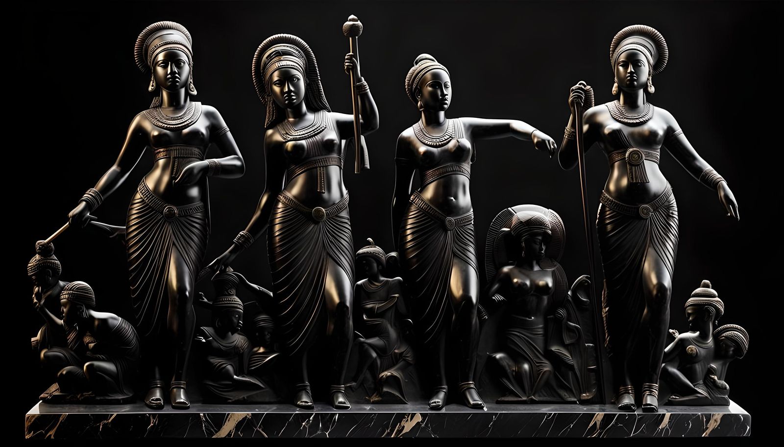 Black Marble Frieze of African Immortals