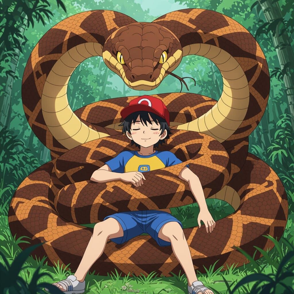 Hypnotic Python Coils Boy, Anime Style