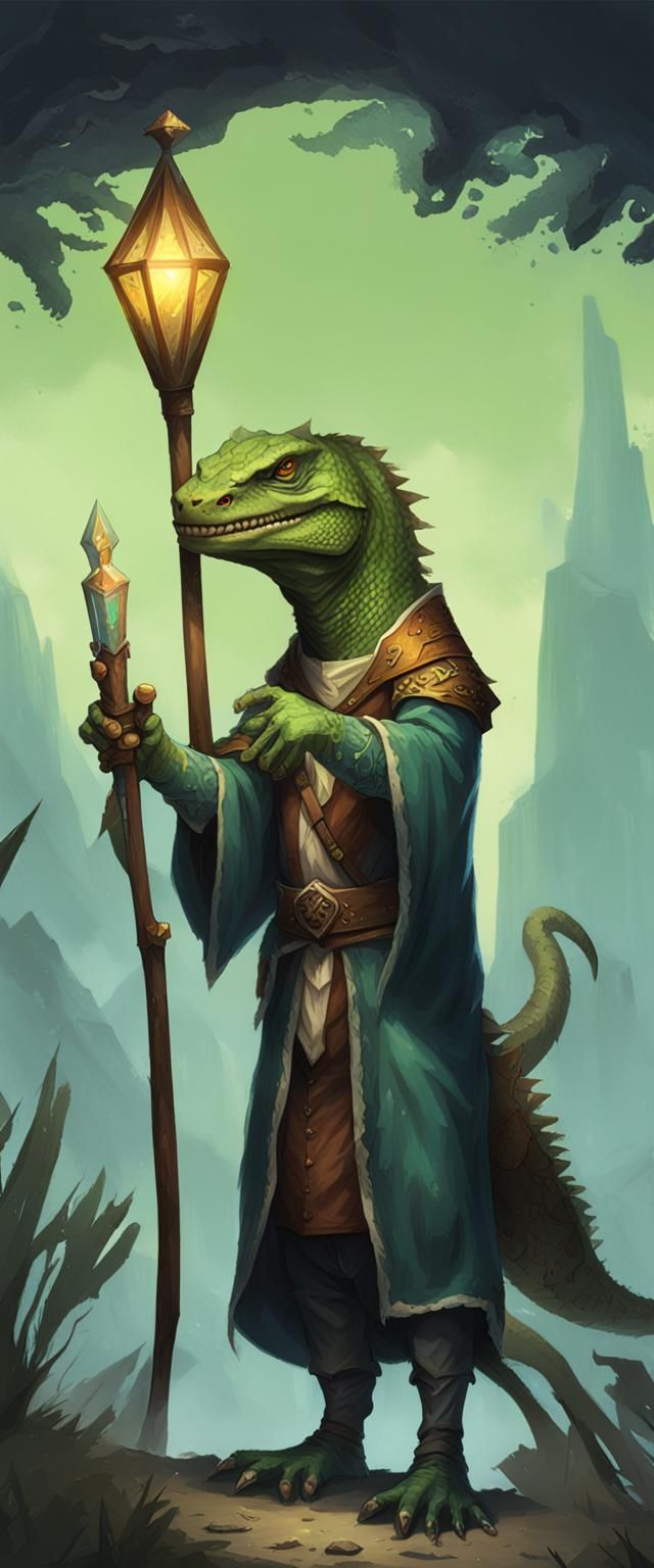 Lizardfolk Wizard Character Concept Art