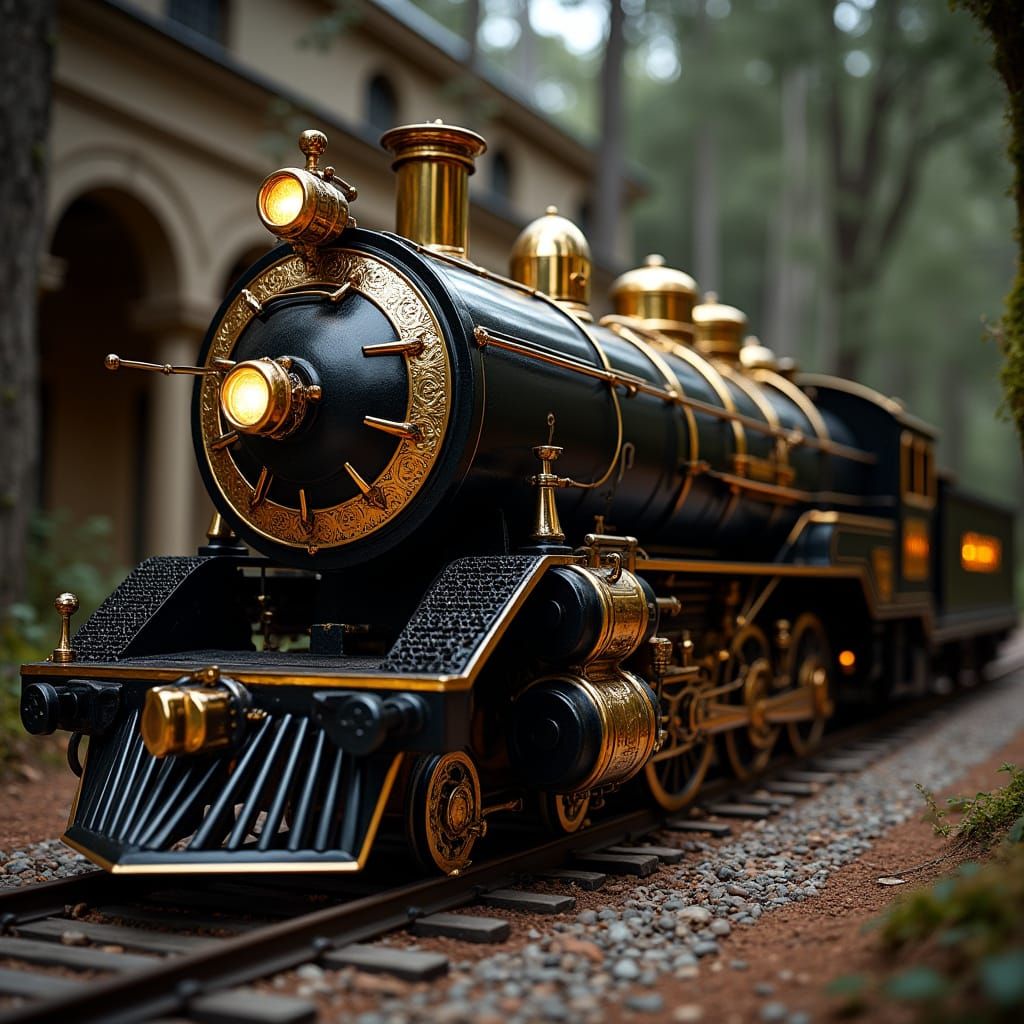 Golden Art Deco Train in Majestic Style