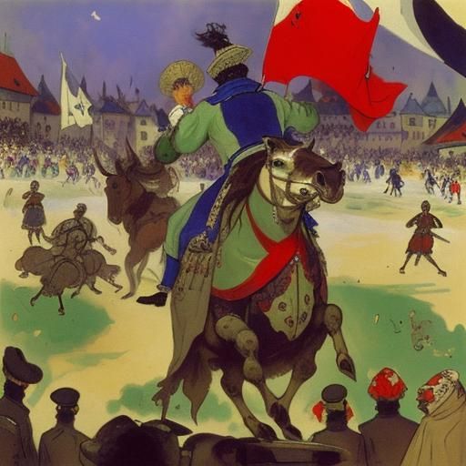 Ox Frog Watches a Battle, Early 20th Century Style