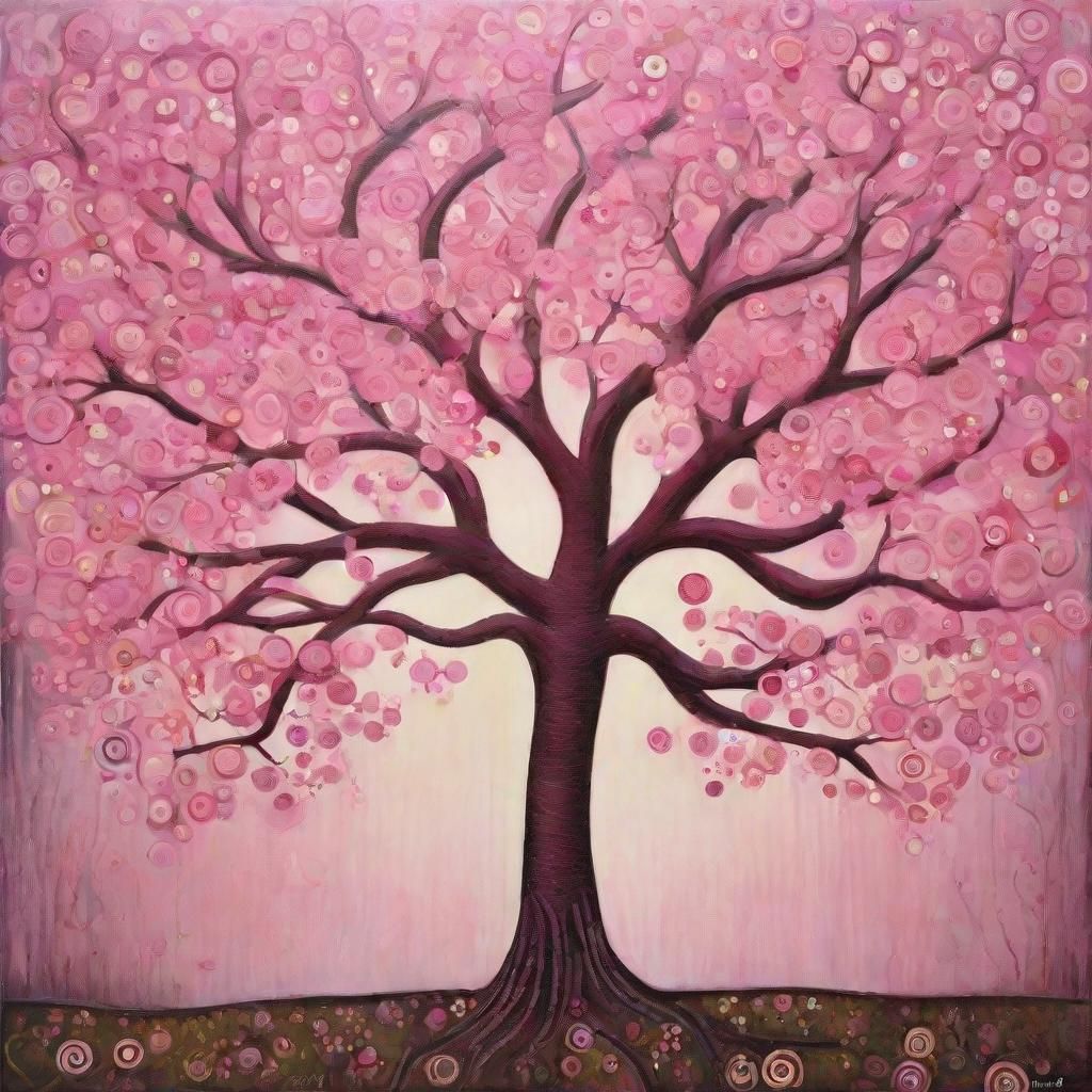 Pink Tree in Art Brut Style