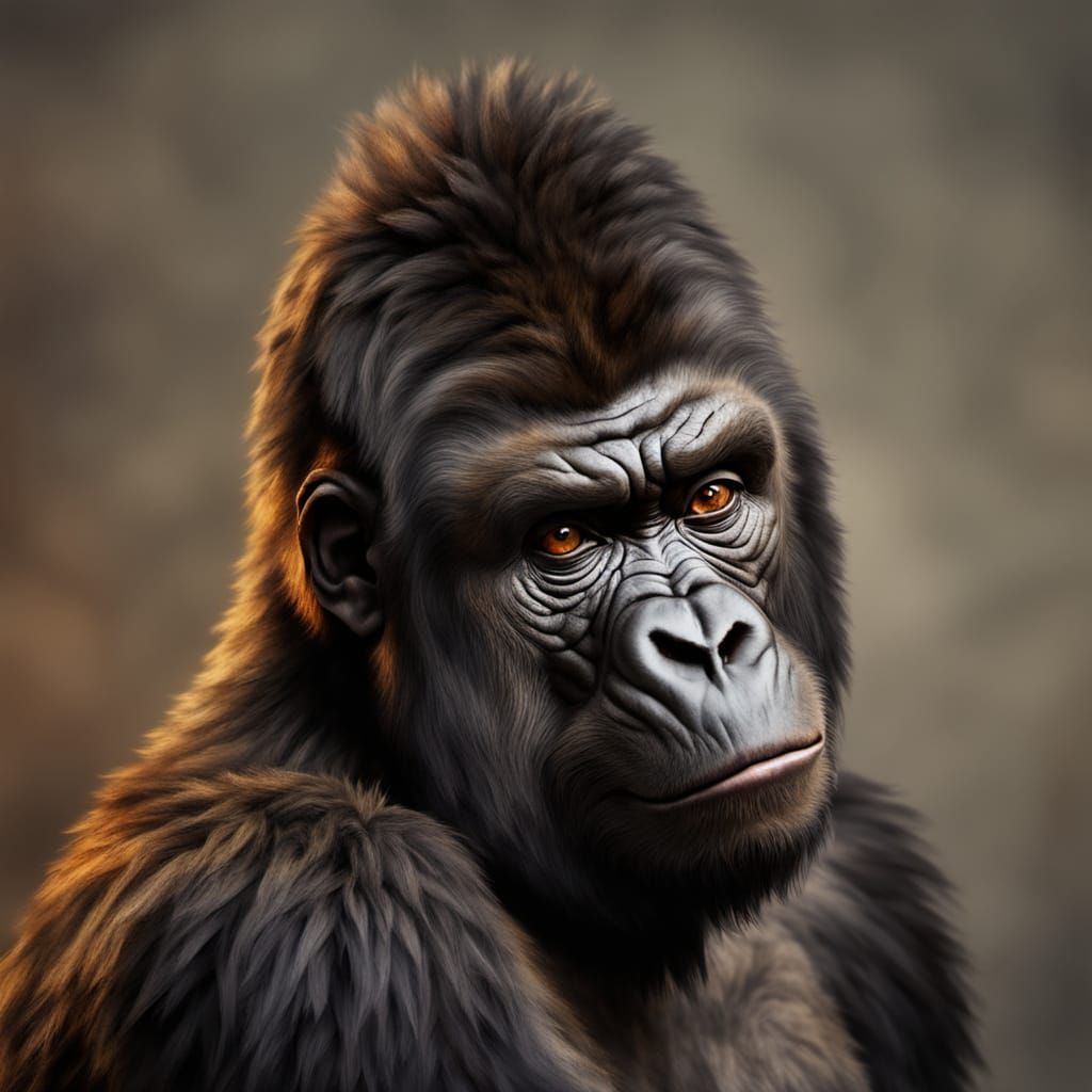 Expressive Gorilla Portrait in Expressionist Style