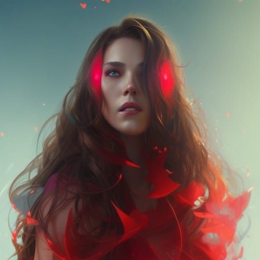 Scarlet Witch Portrait in Hyperdetailed Digital Art