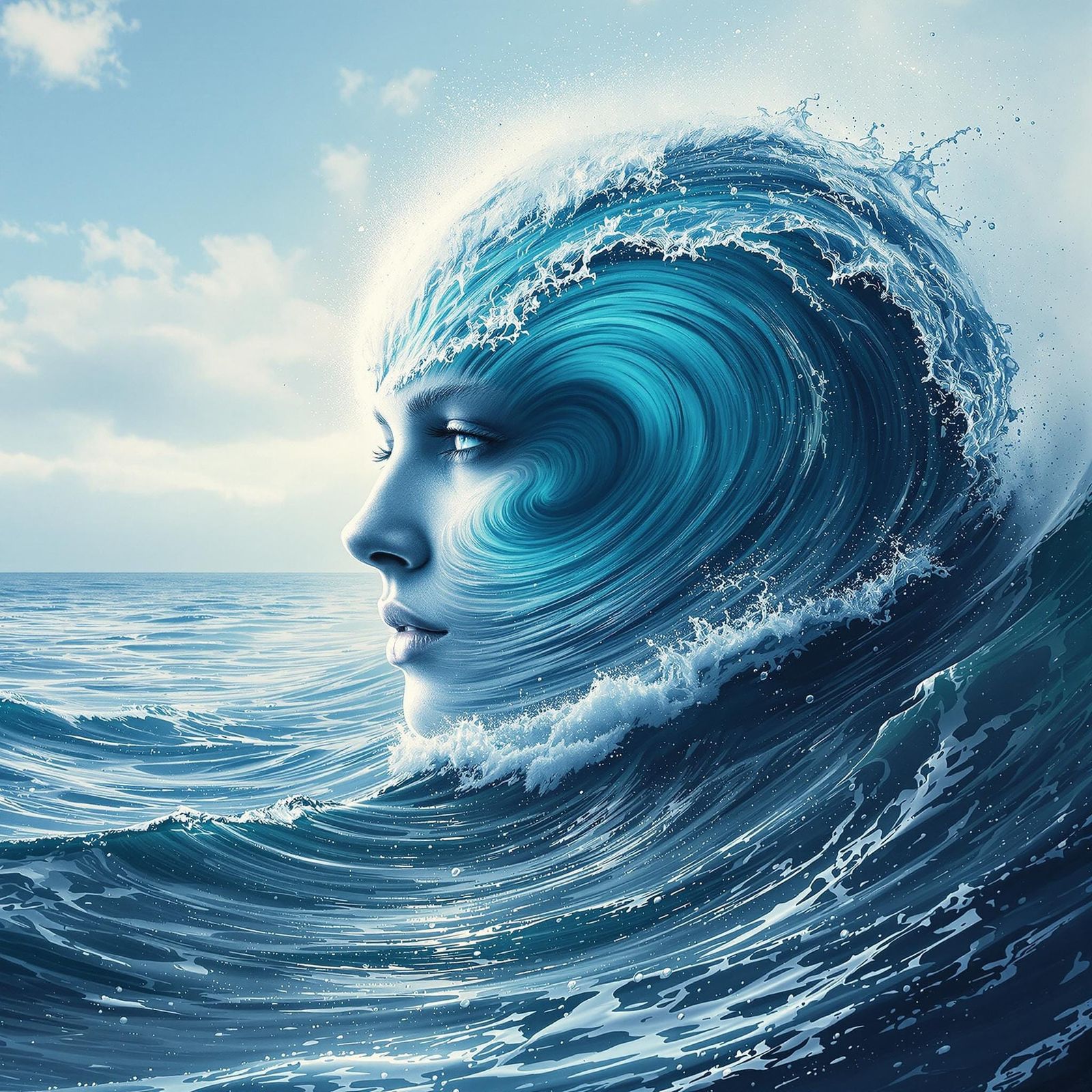God's Face in Oceanic Abyss with Swirling Whirlpool