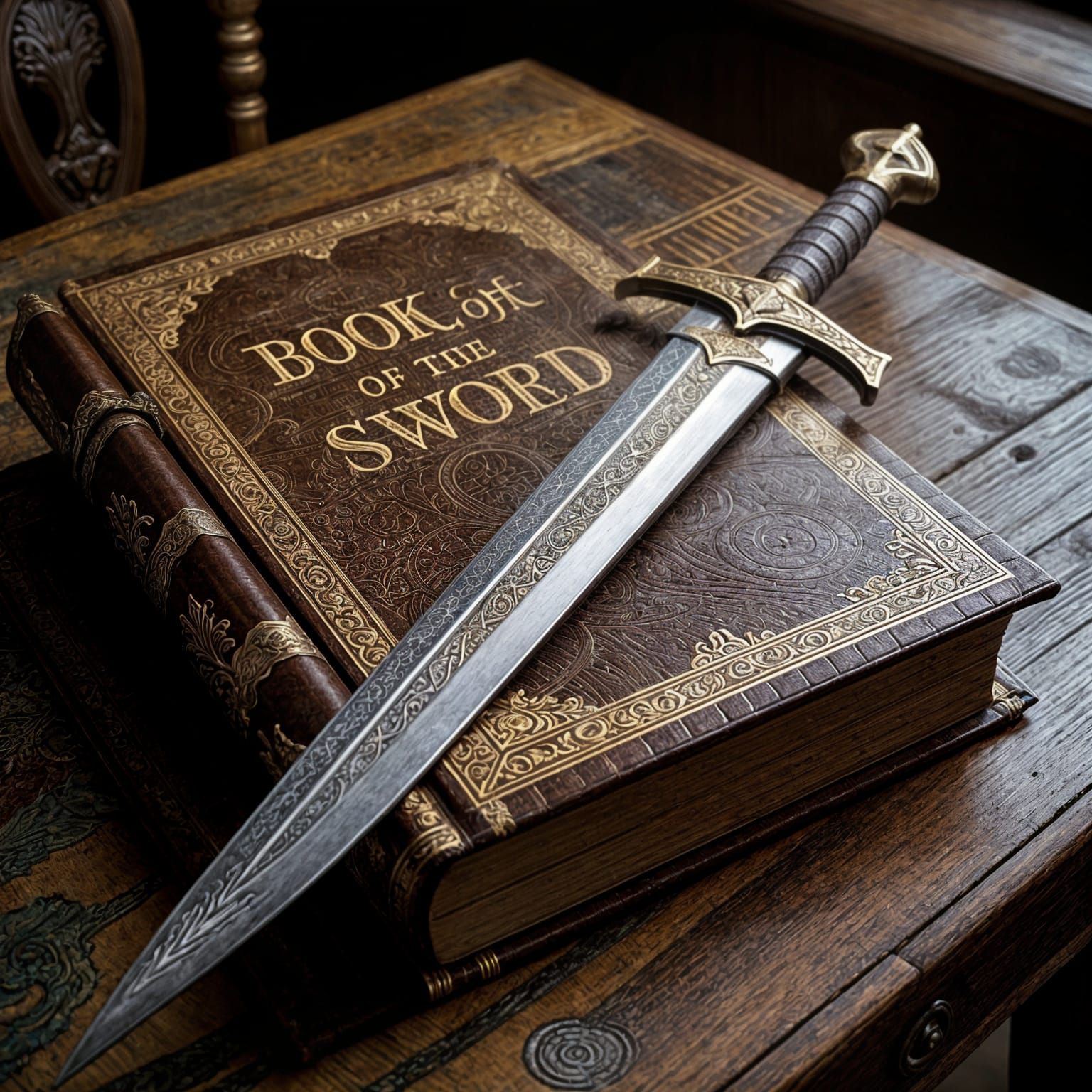 Book of the Sword with Majestic Sword, Dramatic Lighting