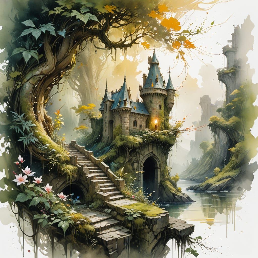 Enchanted Dragon's Keep in Verdant Forest