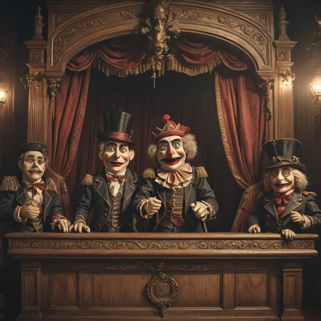 Menacing Victorian Puppets in Eerie Theater