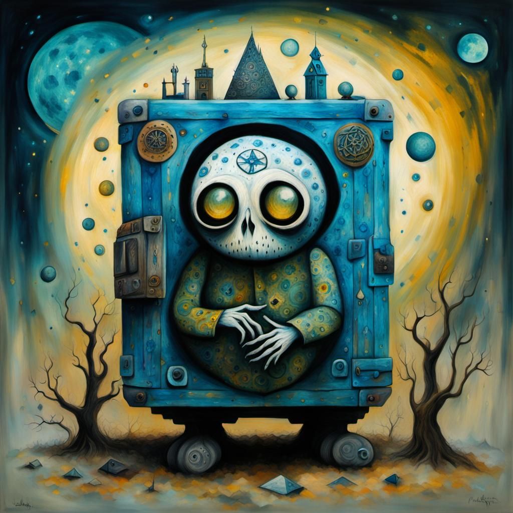 Surreal Owl Namaste with Futuristic Elements