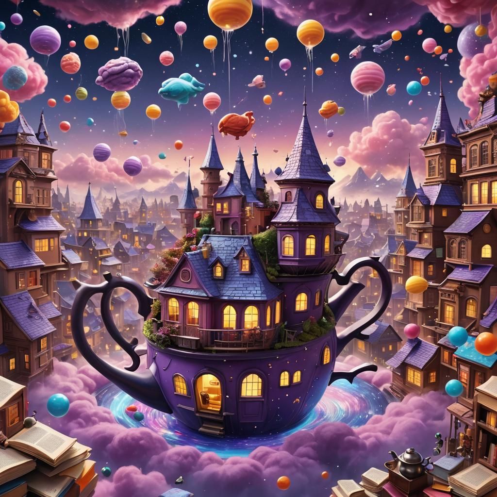 Magical City Revolves Inside Teapot in Space