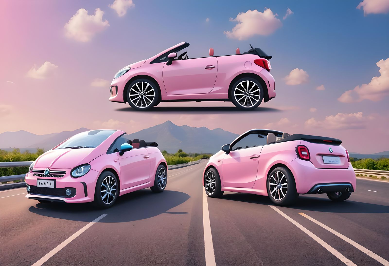 Pink Pastel Car with Simple Cute Background