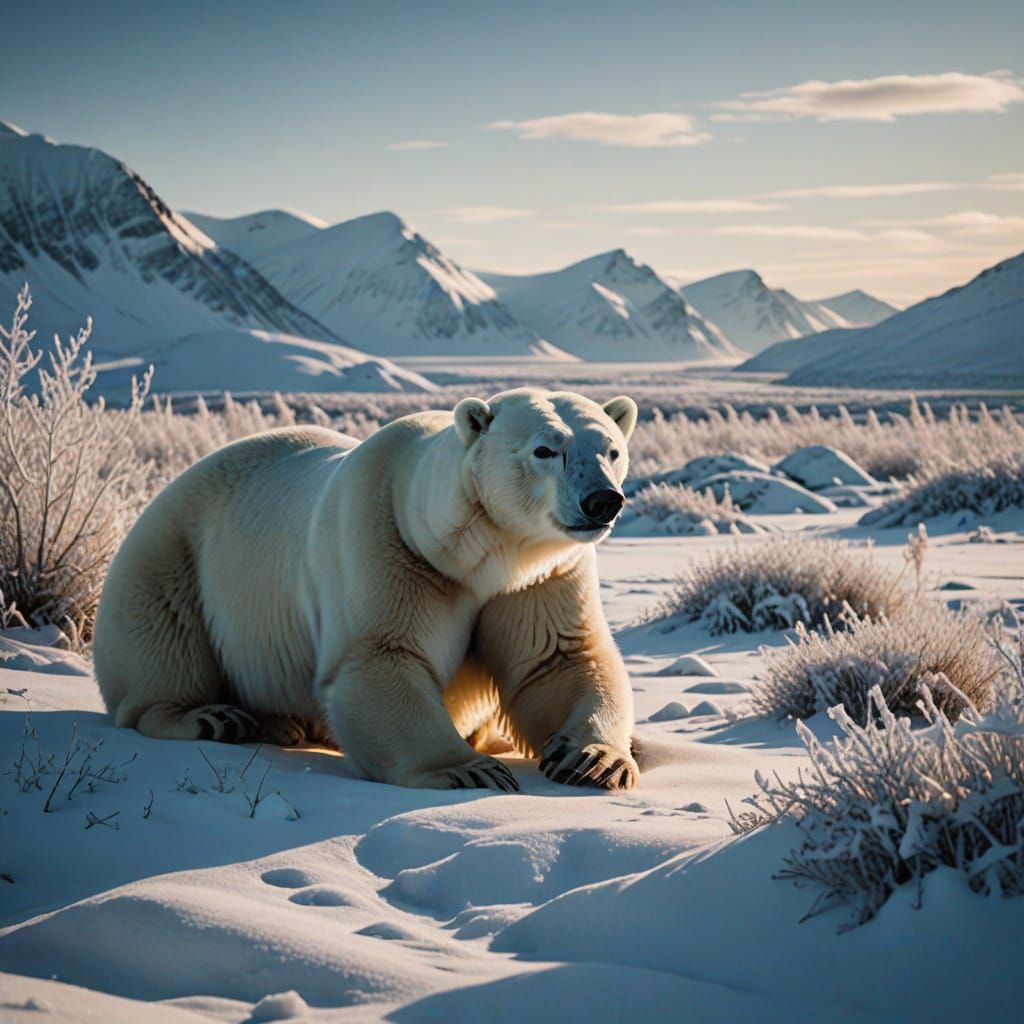 Surreal Arctic Landscape with Polar Bear Mother and Cubs in ...