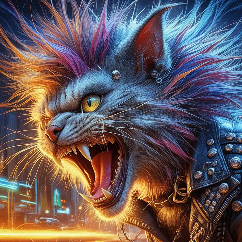 Furious Feline Punk Rebel