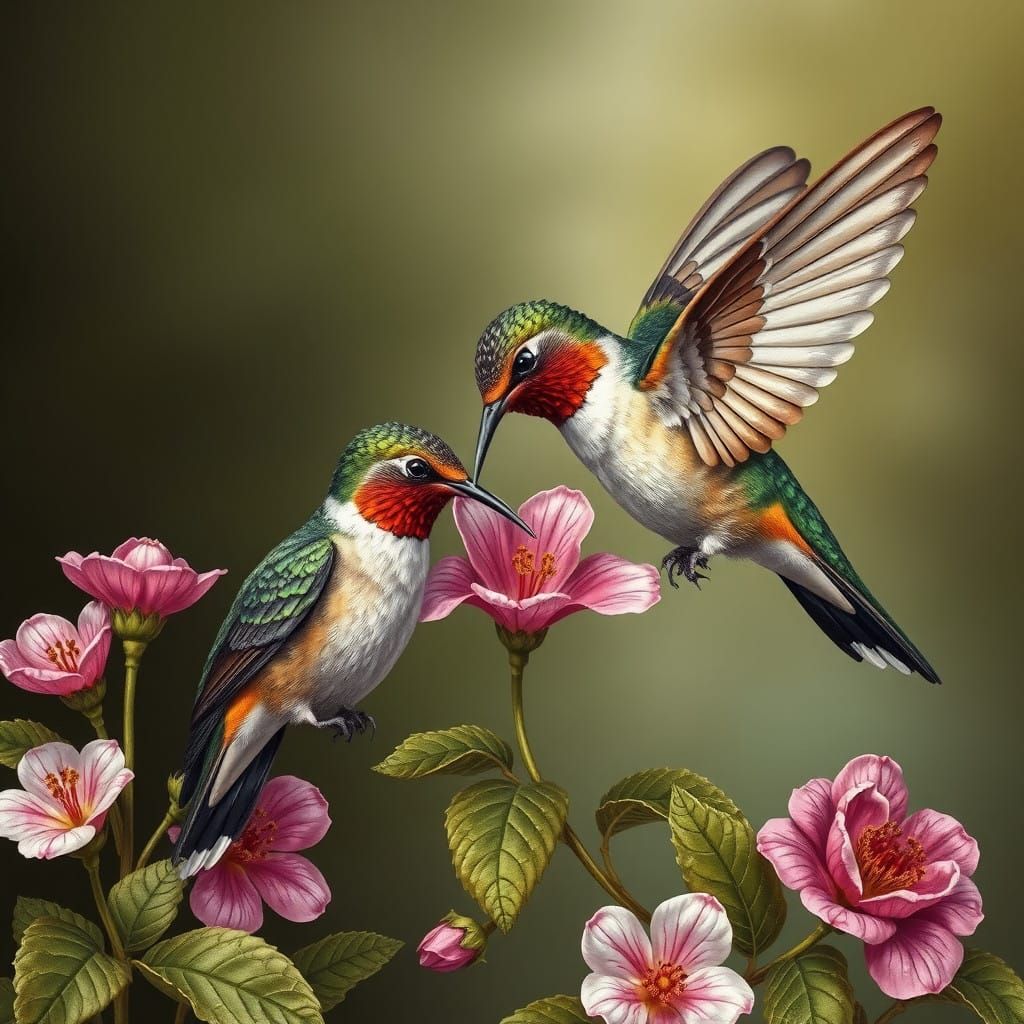Jacobean Hummingbirds in Floral Bloom
